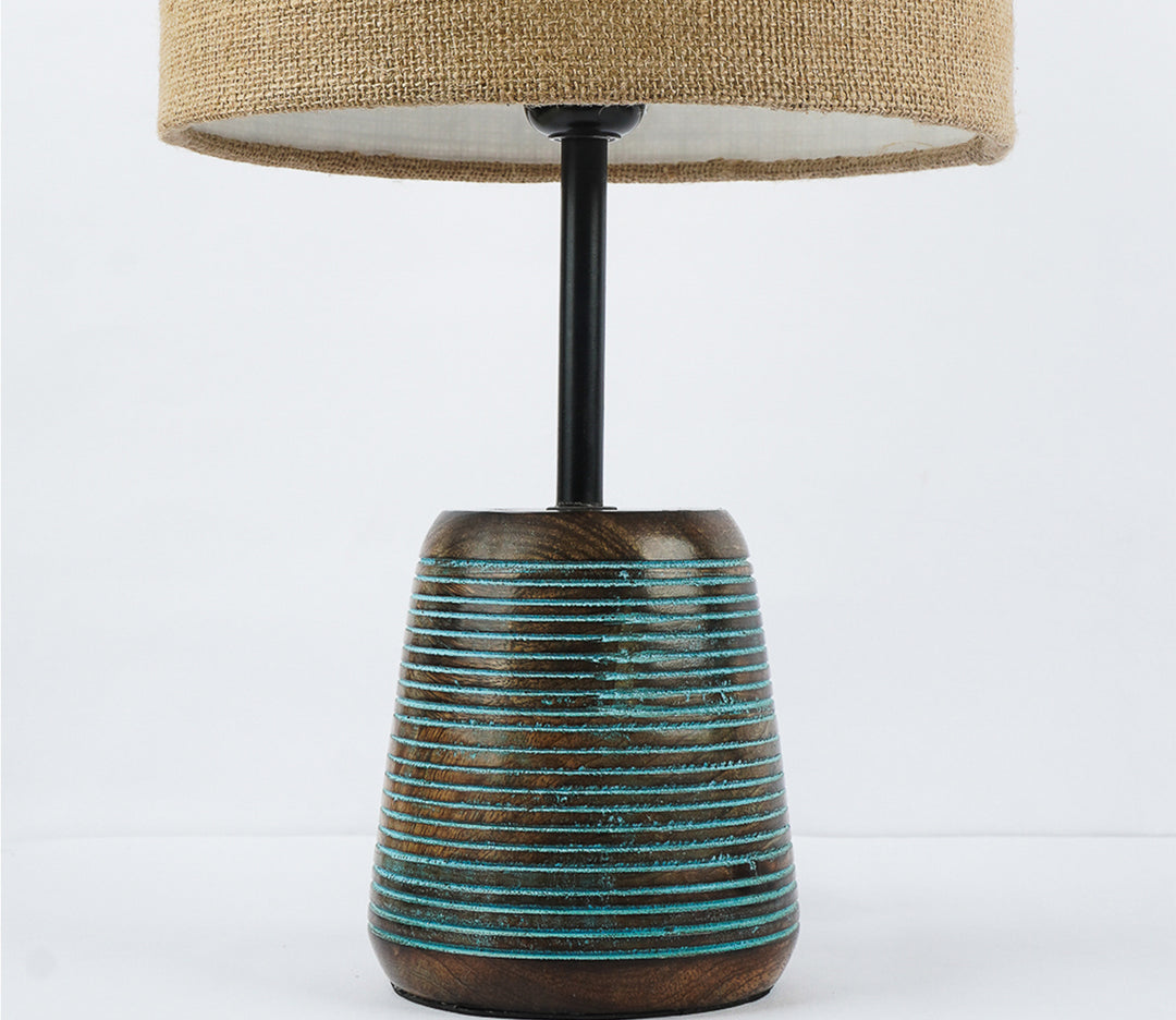 Jute Textured Table Lamp with Ribbed Design