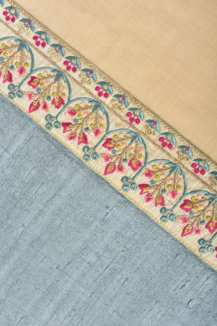Blue Silk Table Runner with Embroidery | Nodus Handwoven Table Runner - Blue