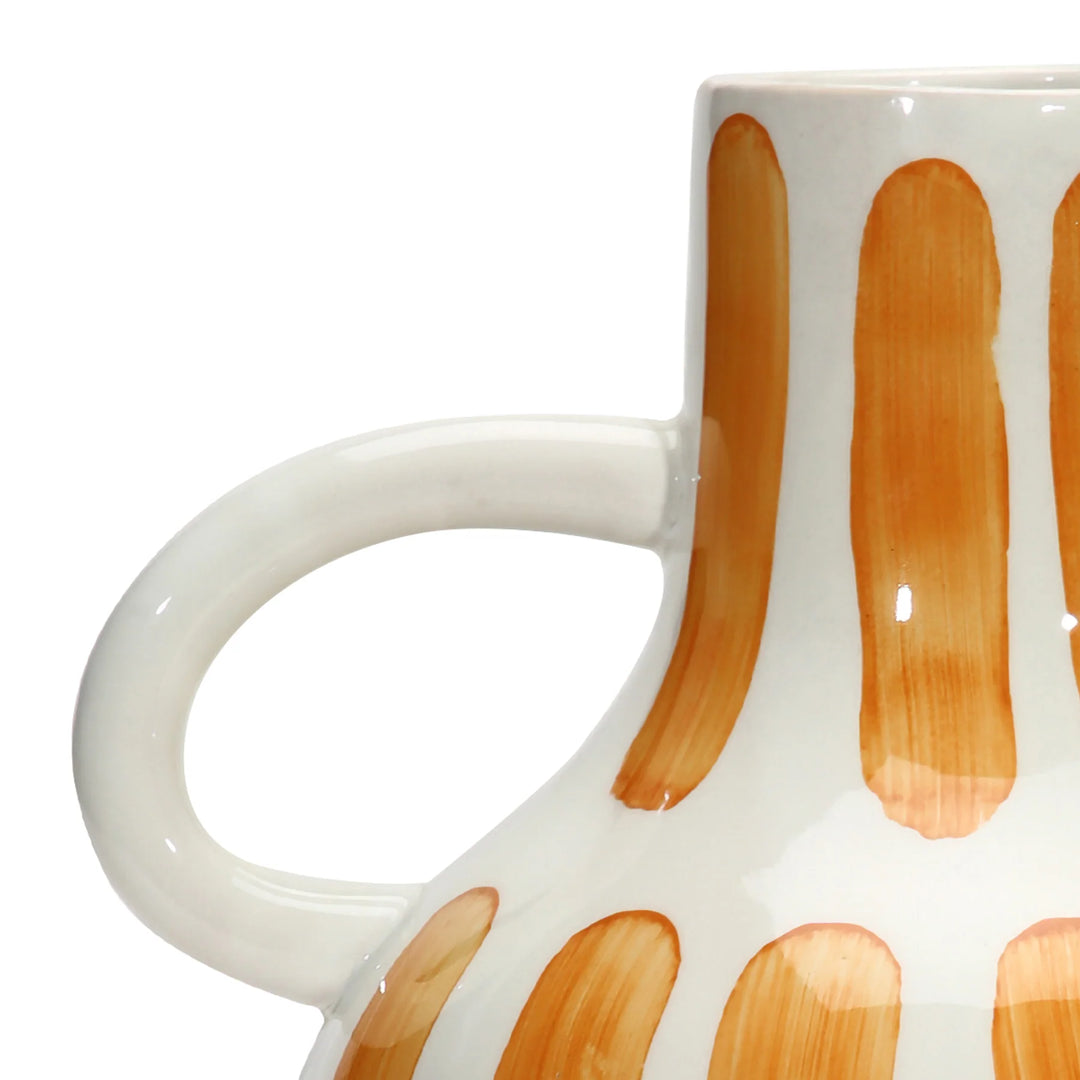 Orange Capsule Ceramic Vase - High-Quality, Easy Maintenance | Handmade Ceramic Bottle Vase - Orange