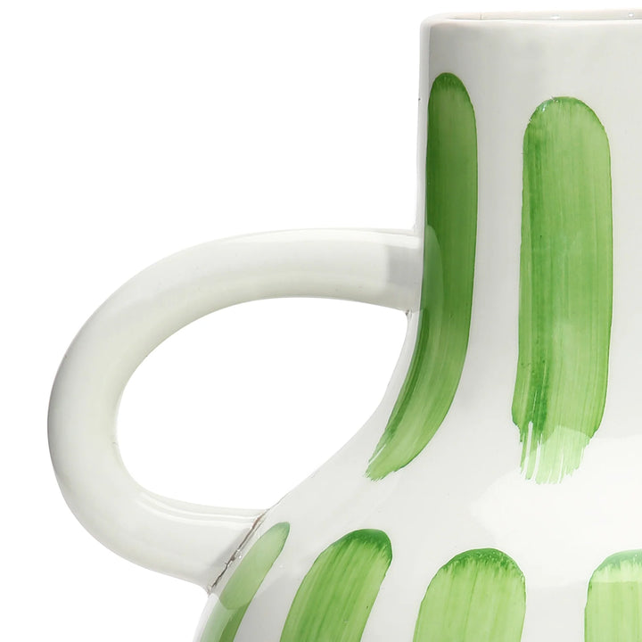 Green Capsule Ceramic Vase | Handmade Ceramic Bottle Vase - Green