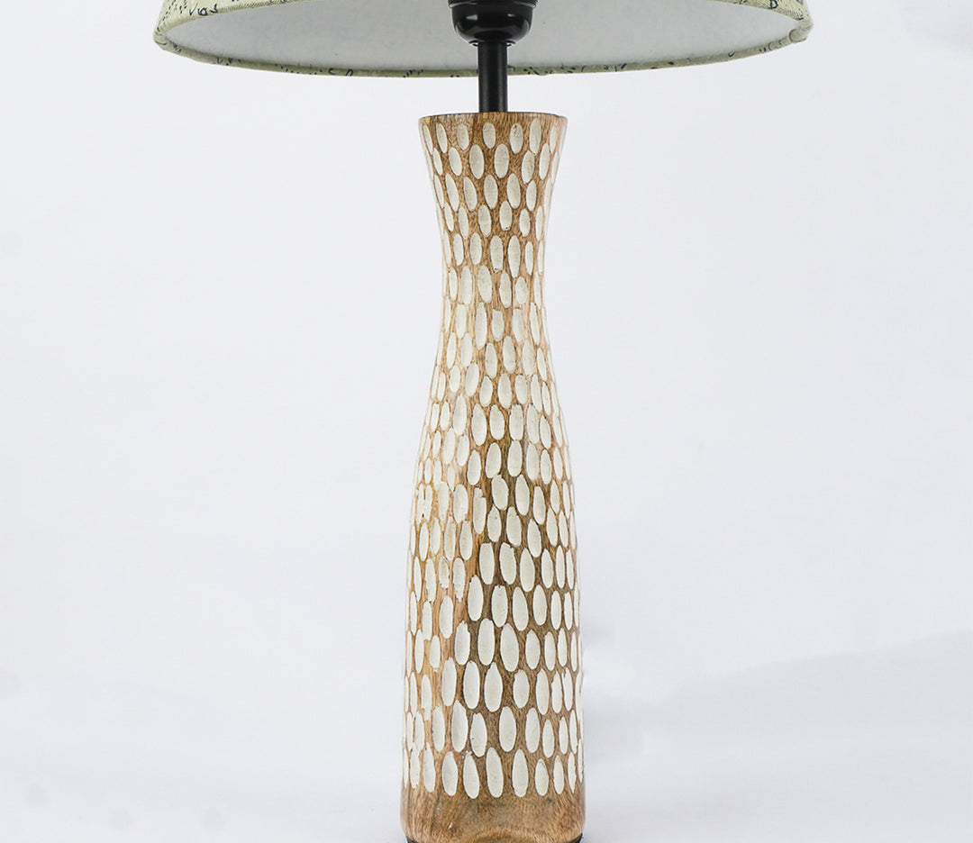 Green Floral Textured Table Lamp with Shade & LED Bulb (Large)