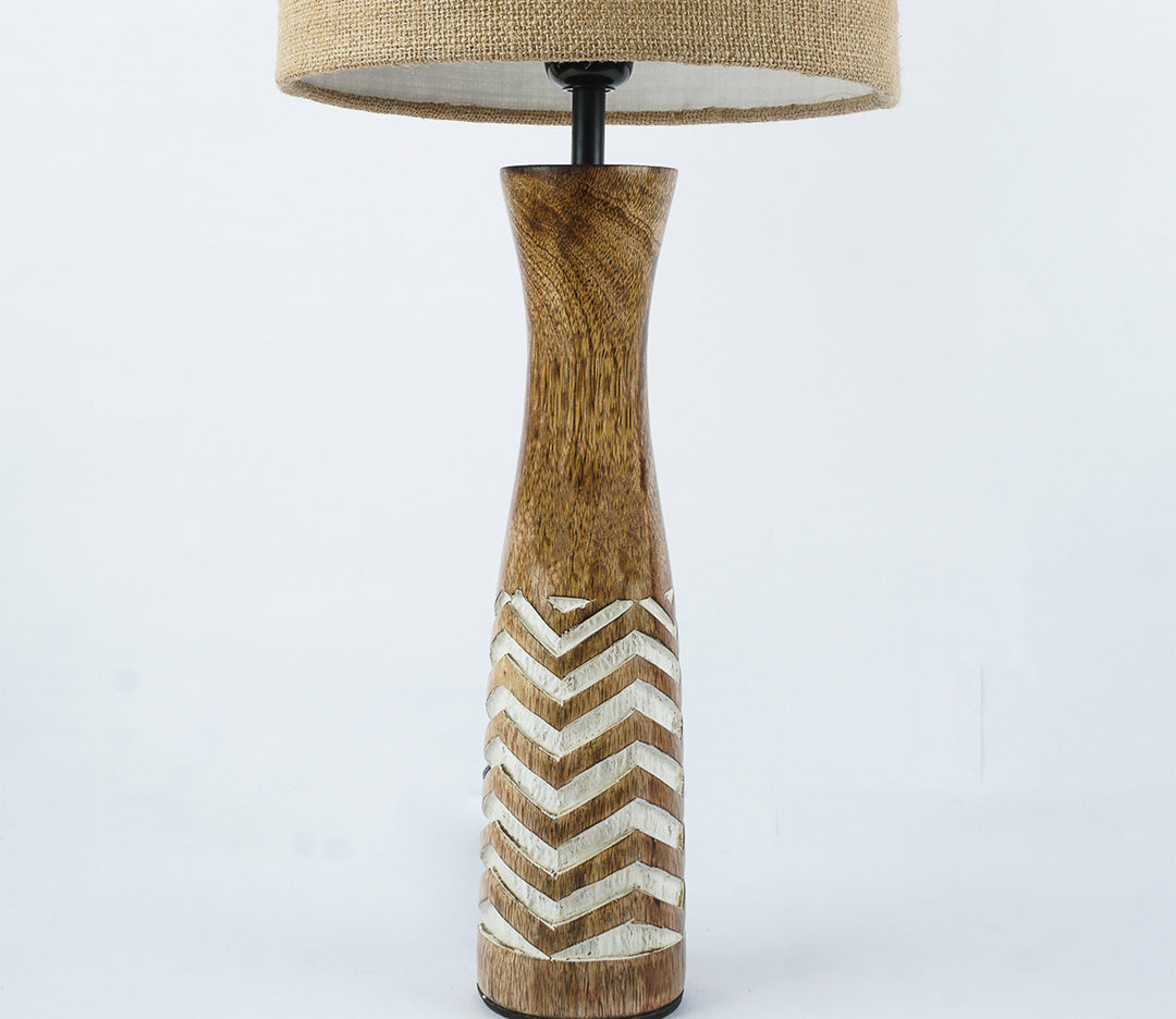 Jute Table Lamp with White Stripes