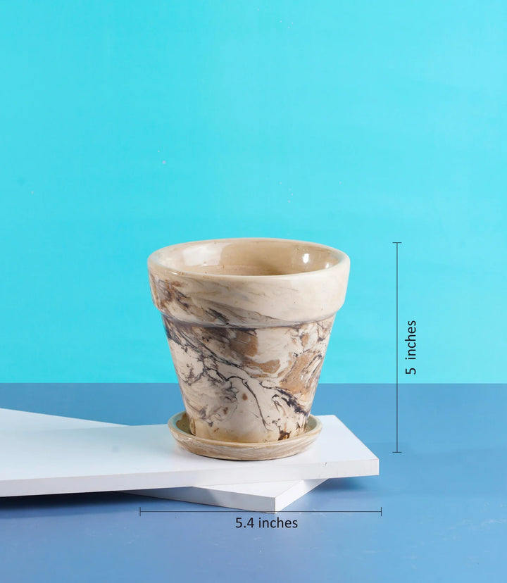 5 Inch Ceramic Pots Set of 2 | Decorative 5 Inch Mystique Ceramic Pots Set of 2
