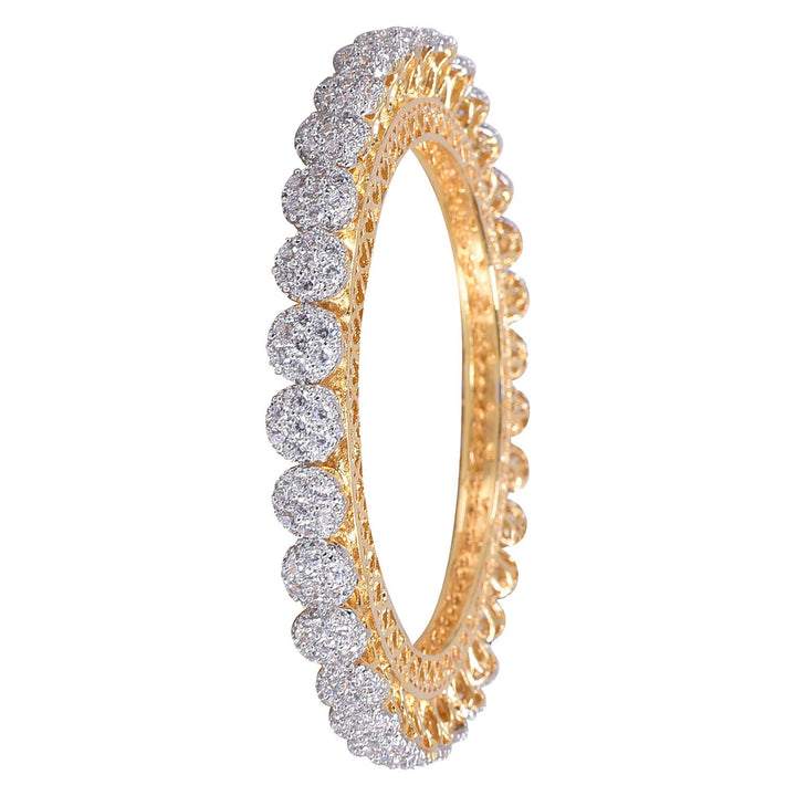 Gold Plated Brass Bangles with Swiss Cubic Zirconia | American Diamond Gold Plated CZ Diamond Pacheli Kada Bangles