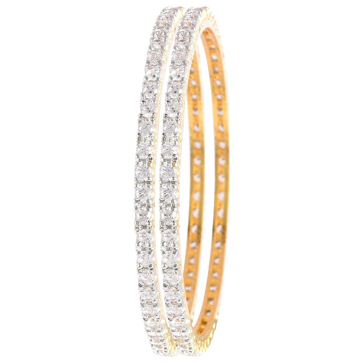 Gold-Plated Diamond Studded Bangles Set | Beautiful CZ/AD Gold Bangles - RV325W