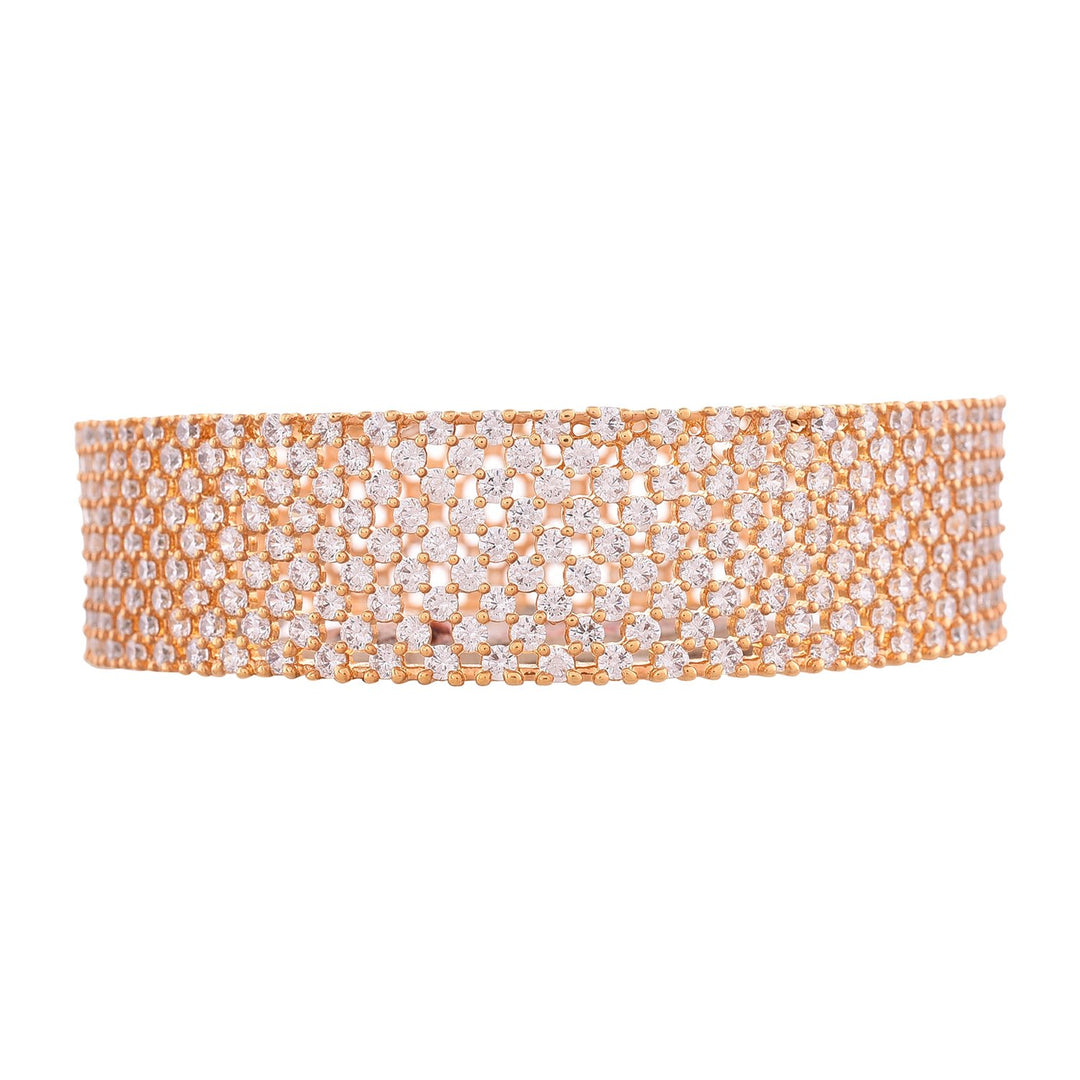 Gold Plated Diamond Bangles for Women | CZ Studded Gold Plated American Diamond Bangles Set