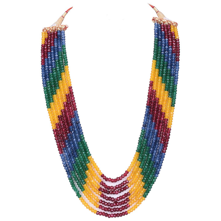 Multicolor Onyx Stone Beads Necklace | Eternal Elegance Seven-Layer Multi-Colour Onyx Stone Beads Necklace