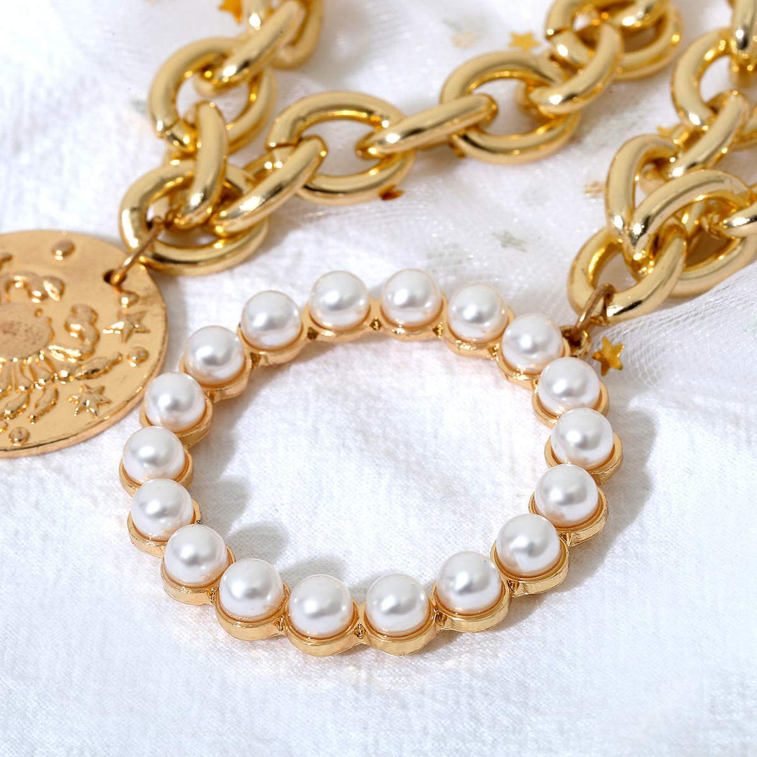 Link Chain with Coin & Pearl Charm Bracelets | Link Chain with Coin & Pearl Charm Bracelets for Women