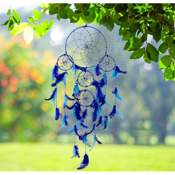 Indian Dreamcatcher Combo | Ying-Yang Concept Metal & Feather Dreamcatcher Combo (Big Blue-Big Multi)