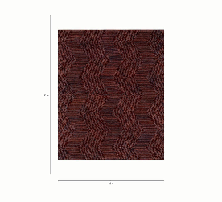 Red Wool Handmade Area Rug - Durable Non-Slip Indoor Use | Wool Handmade Tufted Geometric Lightweight Carpet (Red & Orange, 5x8 Feet)