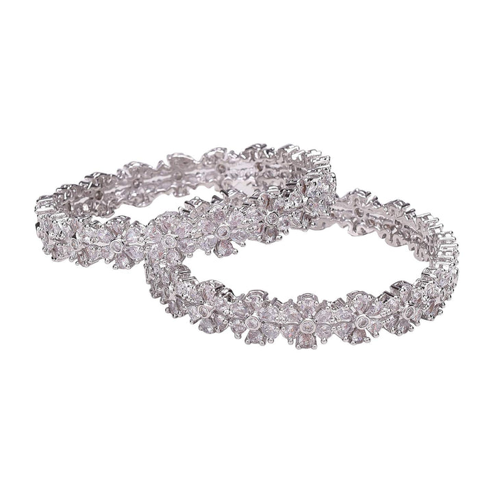 Silver Plated CZ Bangles - Elegant for Weddings | Silver Plated CZ American Diamond White Bangles