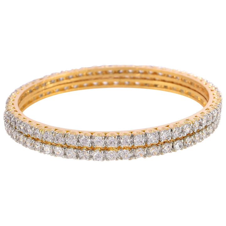 Gold-Plated Diamond Studded Bangles Set | Beautiful CZ/AD Gold Bangles - RV325W