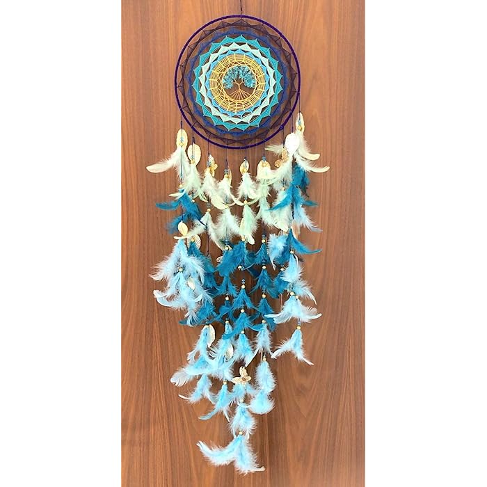 Blue Healing Tree Decor | Large Blue Healing Tree Wall Hanging - Handmade Dream Catcher for Positivity