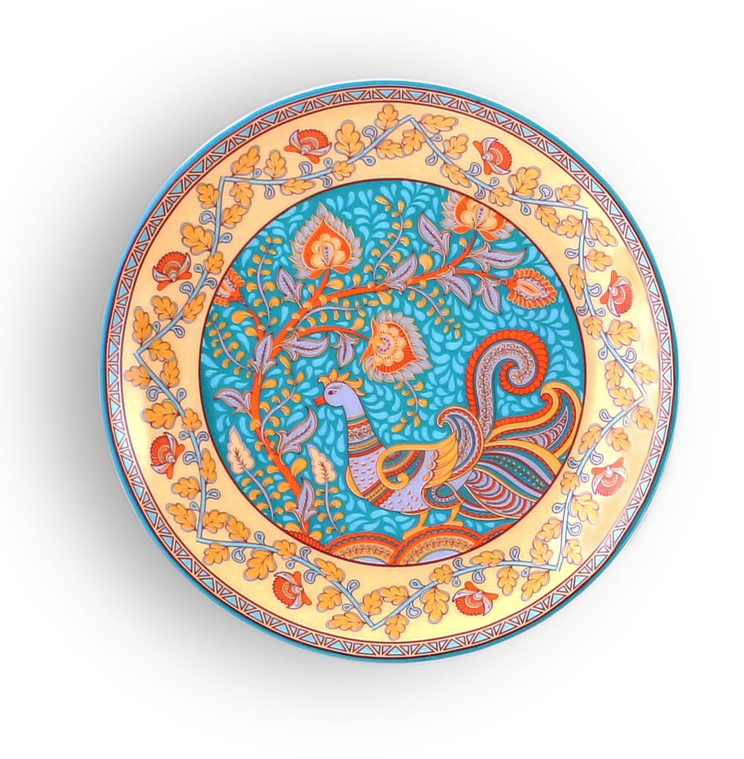 Antiqued Bird Print Ceramic Plates | Wall Hanging Bird Print Ceramic Plate 10" Set of 3