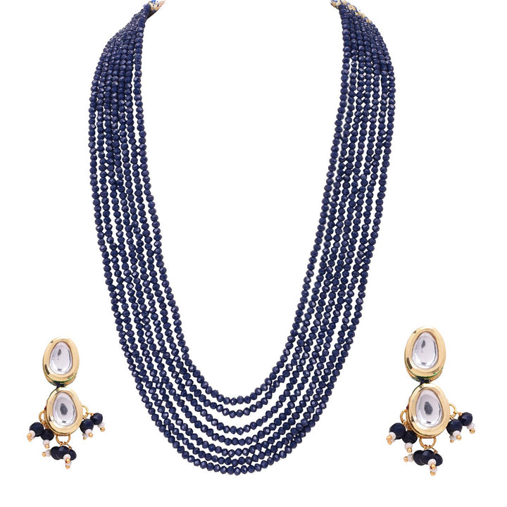 Crystal Stone Beads Necklace Set | Crystal Stone 7-Layer Necklace Set with Kundan Studs