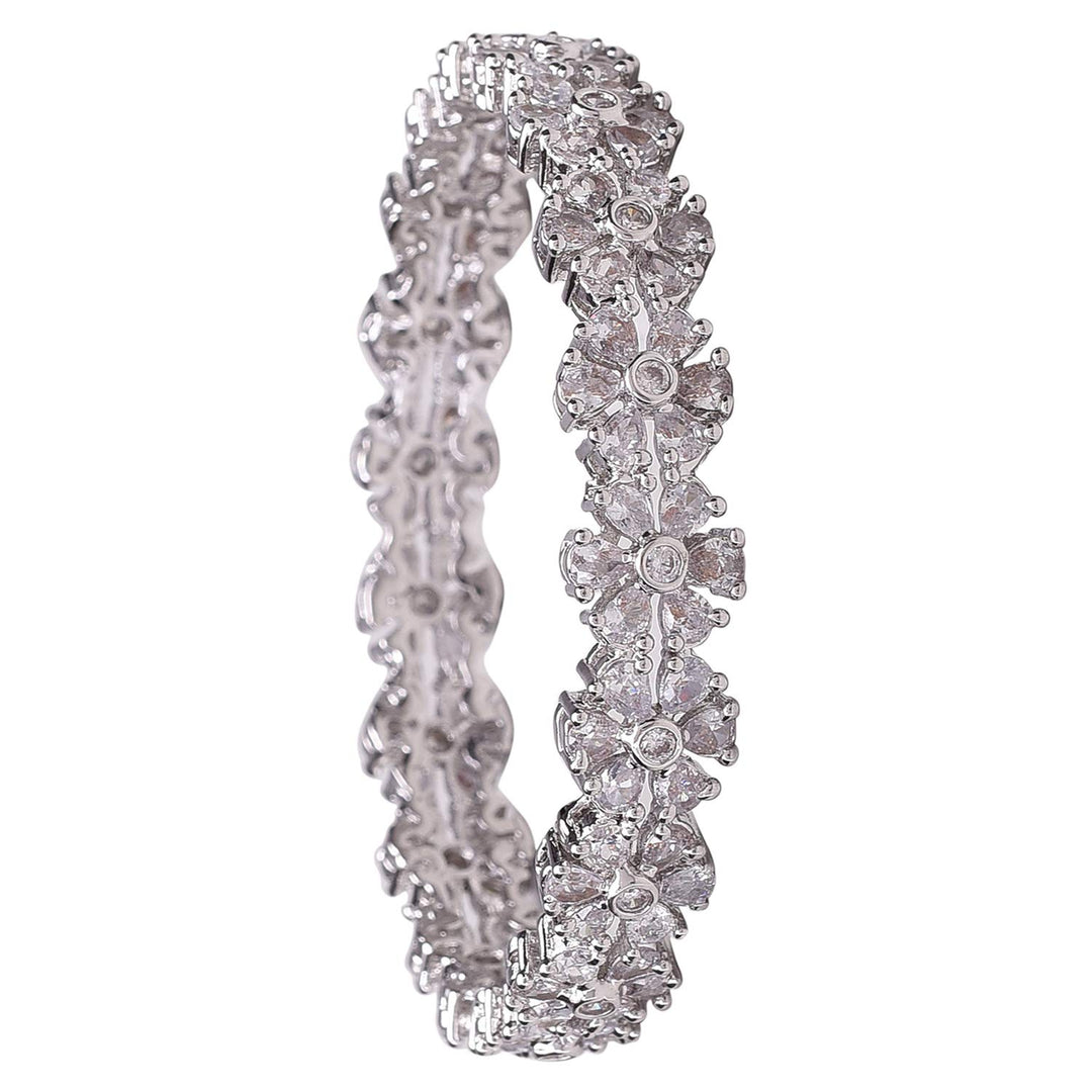 Silver Plated CZ Bangles - Elegant for Weddings | Silver Plated CZ American Diamond White Bangles