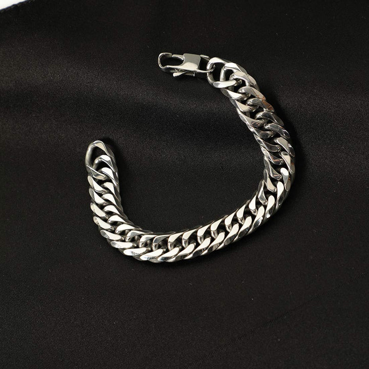 Stainless Steel Link Chain Bracelet | Silver Stainless Steel Thick Link Chain Bracelet for Men & Boys
