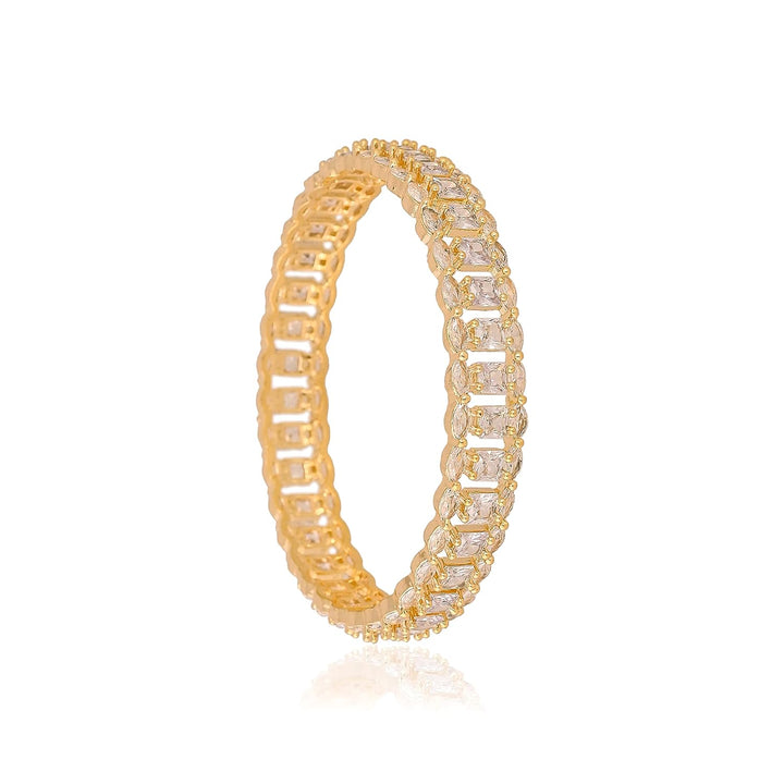 Gold Plated Diamond Bangle Set - Size 2.2 | Micro Gold Plated Stone Bangles - White Pink Mint