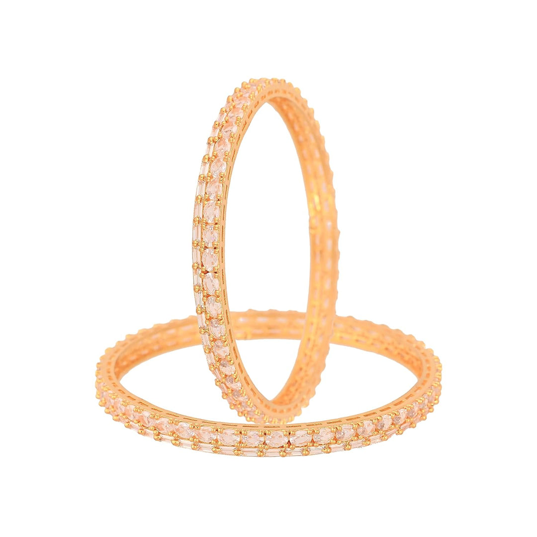 American Diamond Bangles Set | Micro Gold Plated Chudi Bangles - Mint Red White