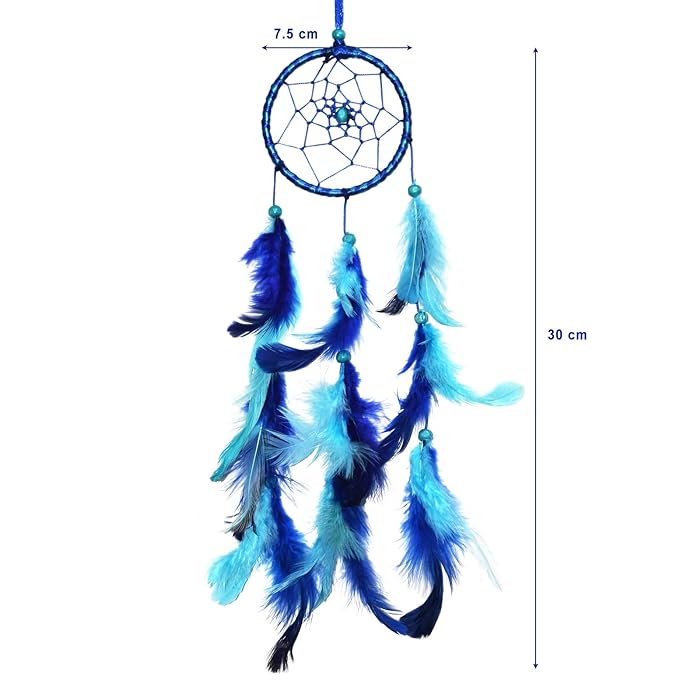 Blue Mini Dream Catcher | Mini Dream Catcher for Car Hanging and Wall Decor - Handcrafted (Blue)