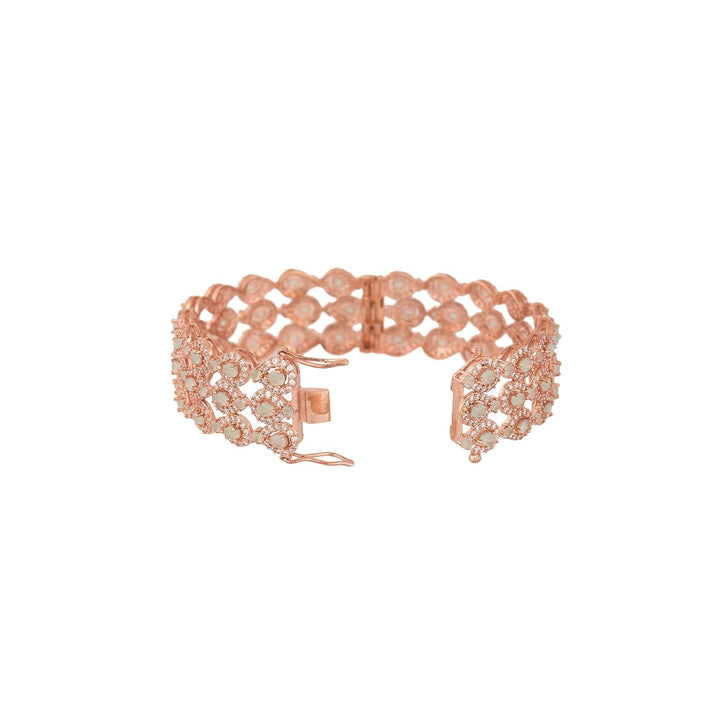 Rose Gold Plated Kada Bracelet with Diamond Stones | Gold Plated American Diamond Single Piece Openable Kada Bracelet