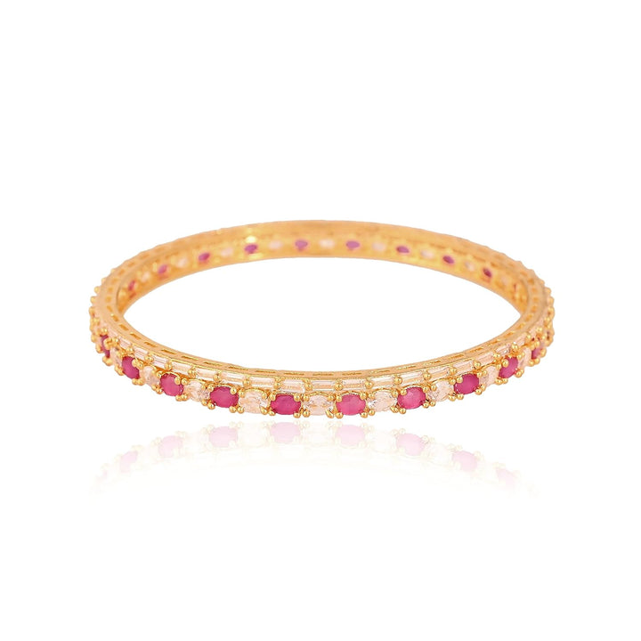 American Diamond Bangles Set | Micro Gold Plated Chudi Bangles - Mint Red White