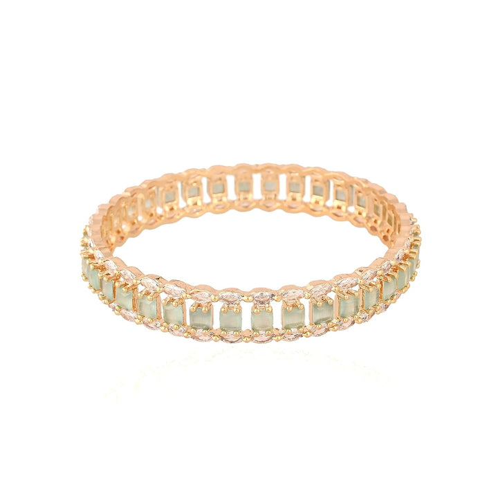 Gold Plated Diamond Bangle Set - Size 2.2 | Micro Gold Plated Stone Bangles - White Pink Mint