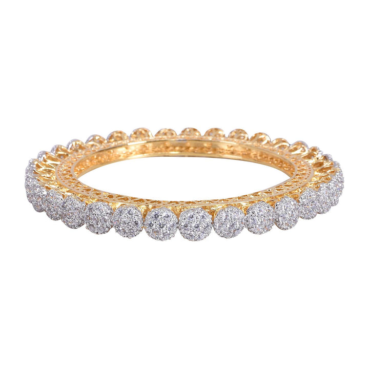 Gold Plated Brass Bangles with Swiss Cubic Zirconia | American Diamond Gold Plated CZ Diamond Pacheli Kada Bangles