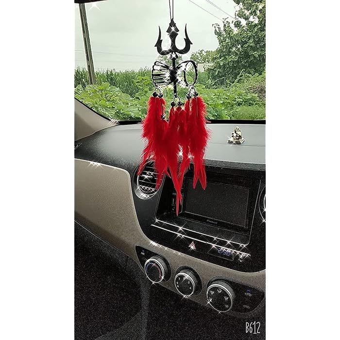 Trishul Design Car Hanging Ornament | Decorative Car Hanging Ornament - Dream Catcher for Positive Vibes (Trishul) 1pcs