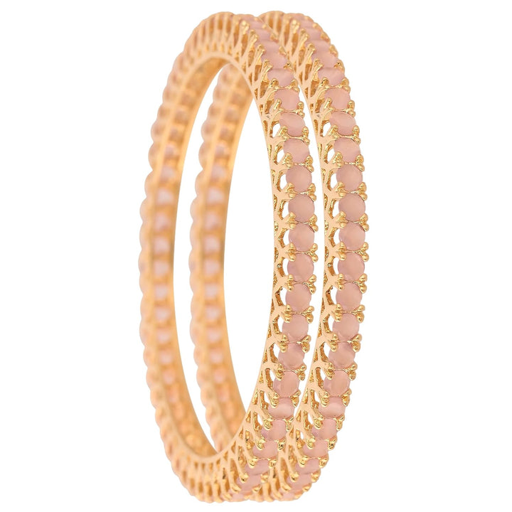 Pink CZ Diamond Bollywood Bangles | Pink CZ Diamond Bollywood Bangles - Gold Tone