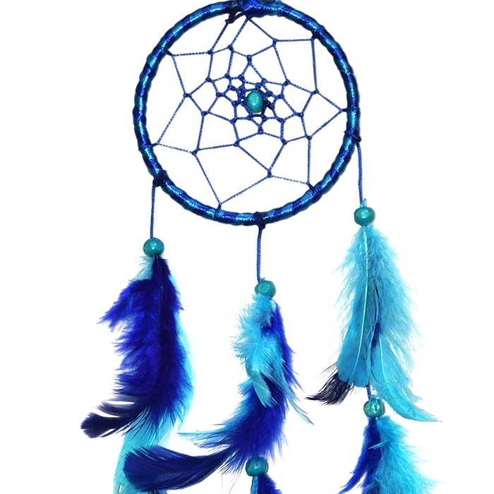 Blue Mini Dream Catcher | Mini Dream Catcher for Car Hanging and Wall Decor - Handcrafted (Blue)