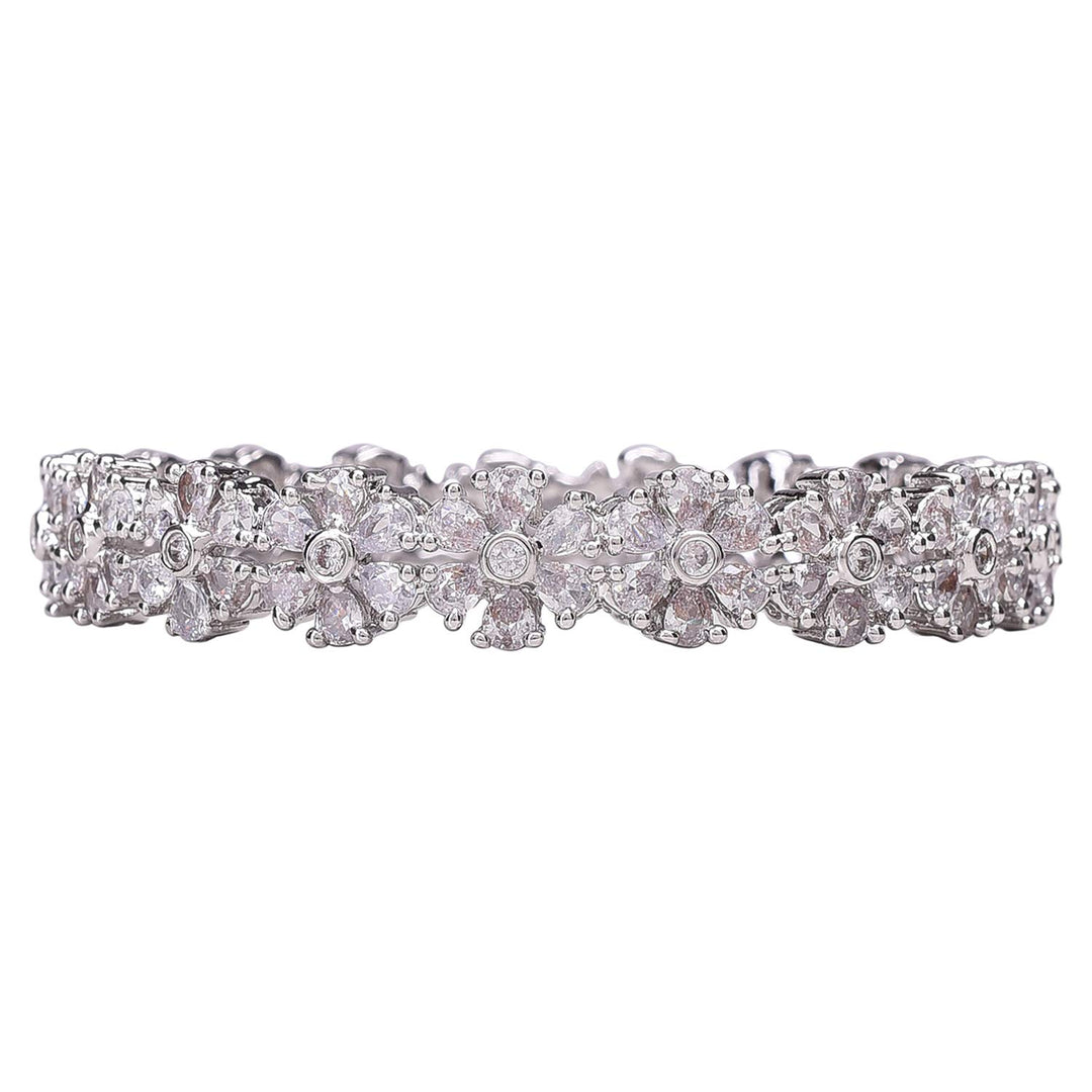 Silver Plated CZ Bangles - Elegant for Weddings | Silver Plated CZ American Diamond White Bangles