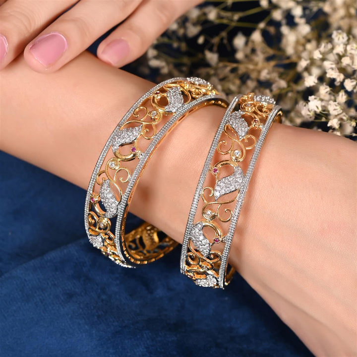 Gold Plated Diamond Bangle Set | Gold Plated American Diamond Bangle Set