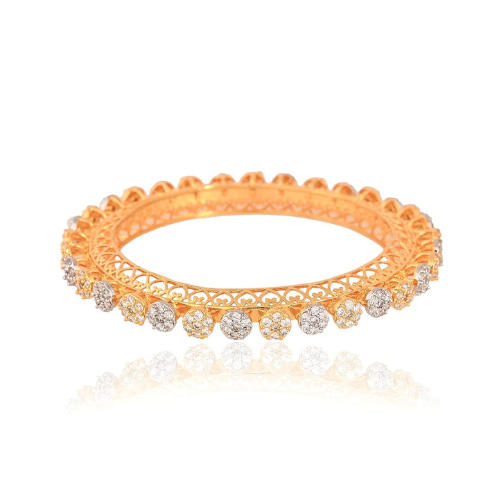 Rose Gold Plated Diamond Bangles with Swiss Star Cut Stones | Rose Gold Plated American Diamond Pacheli Kada Bangles