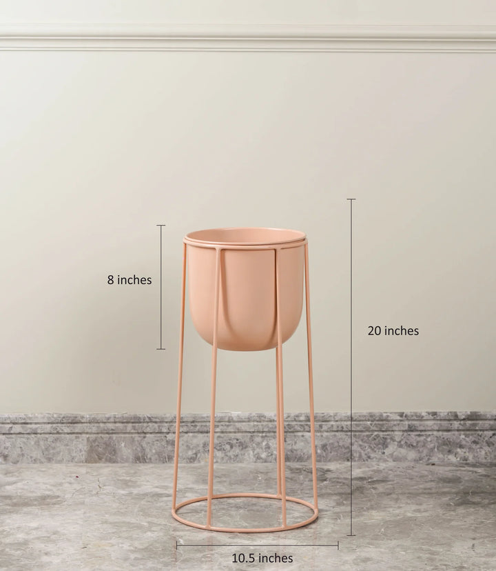 Metal Floor Planter with Stand (20 Inch) in Pastel Colors | Medium Metal Floor Planter in Pastel Colors (20 Inch) with Stand