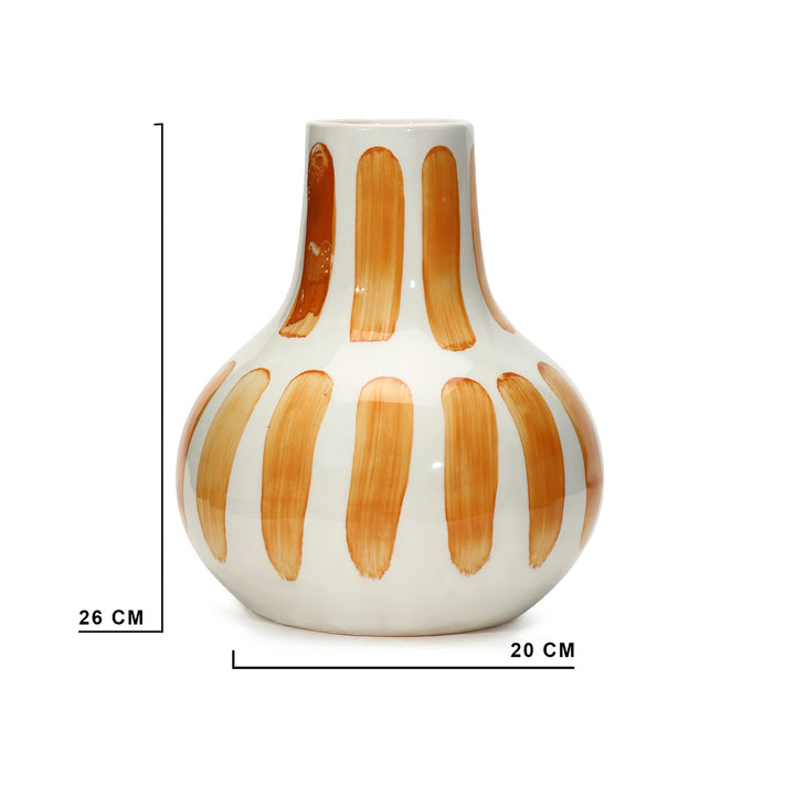 Orange Capsule Ceramic Vase - High-Quality, Easy Maintenance | Handmade Ceramic Bottle Vase - Orange