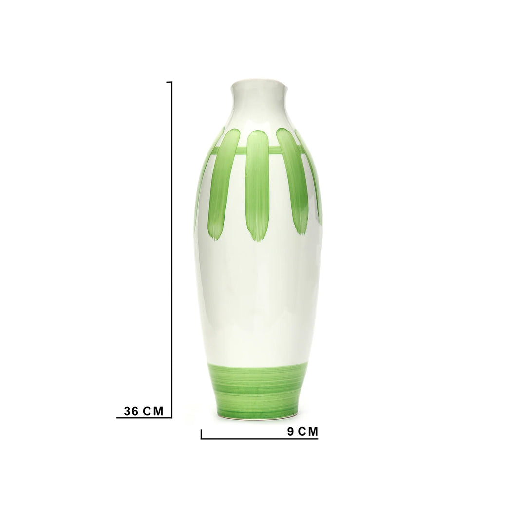 Handmade Ceramic Jug Vase | Artistic Ceramic Jug Vase - Green & White