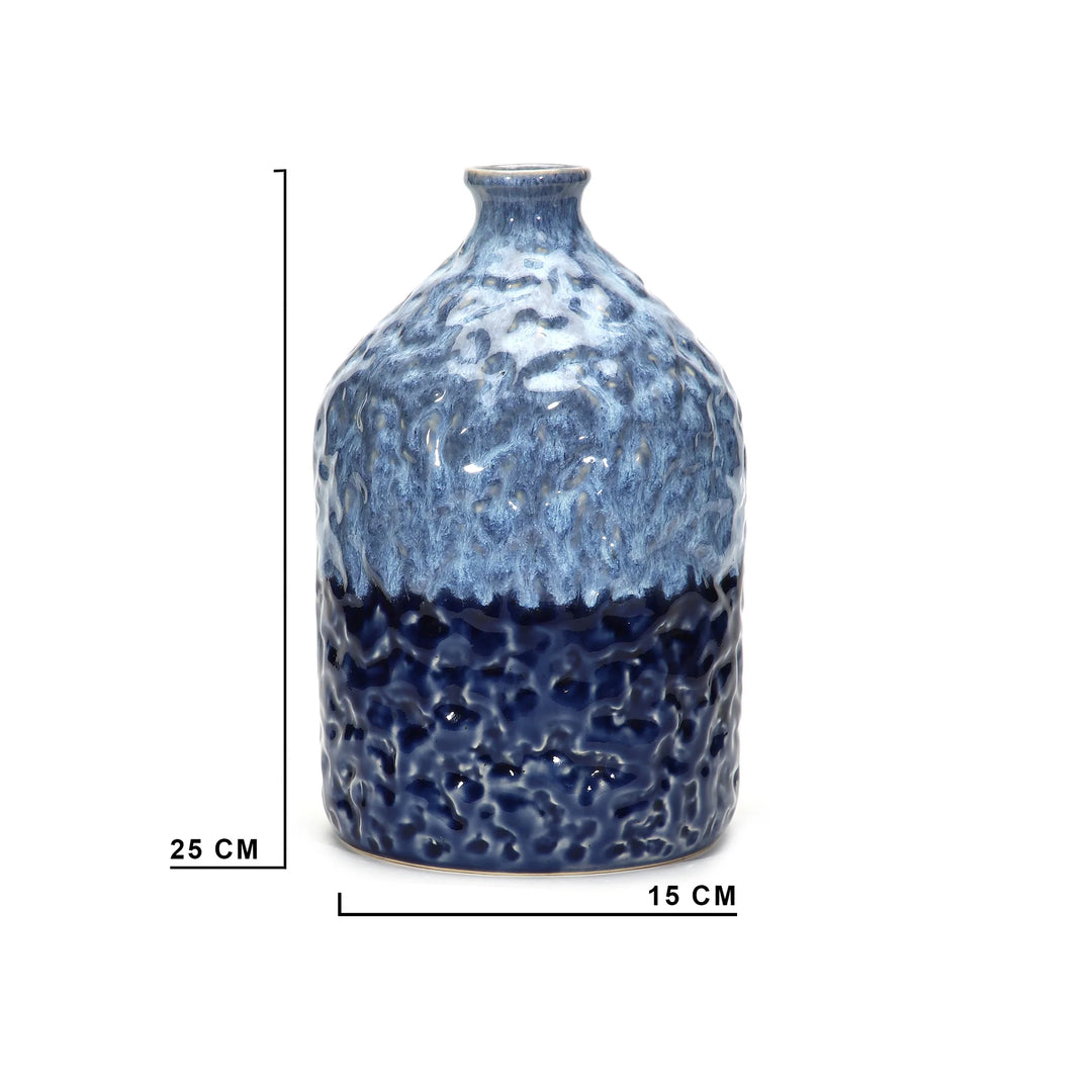 Blue Ceramic Vase - 7 Size | Artistic Textured Ceramic Vase - Blue