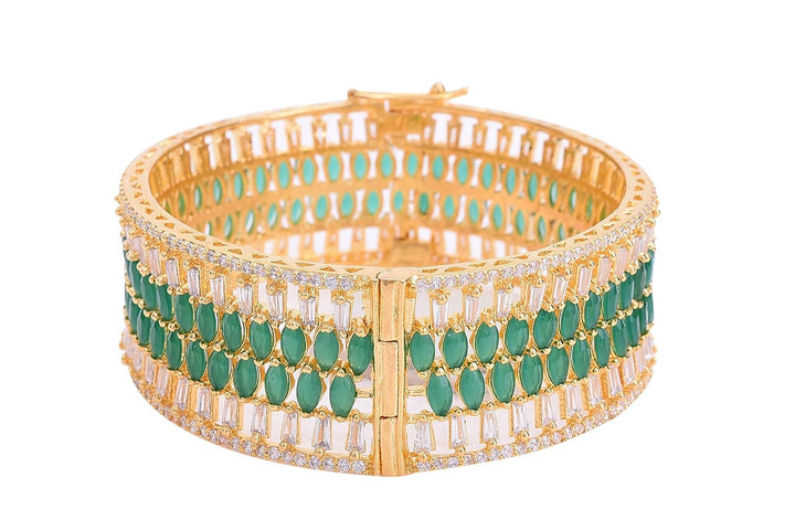 Gold Plated Diamond Bangle | Gold Plated CZ American Diamond Openable Single Piece Kada Bangle