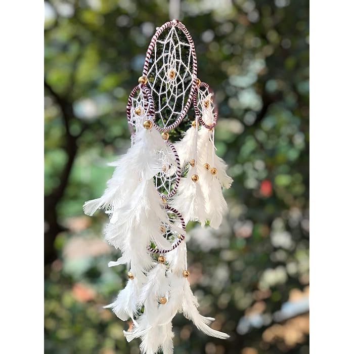 White & Brown Dream Catcher | Handmade White and Brown 4-Tier Dream Catcher with Pretty Lights