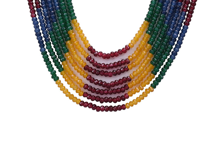 Multicolor Onyx Stone Beads Necklace | Eternal Elegance Seven-Layer Multi-Colour Onyx Stone Beads Necklace