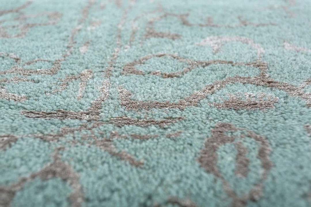 Camouflage Wool & Viscose Carpet | Wool & Viscose Handmade Camouflage Lightweight Carpet (5x8 Feet, Blue)
