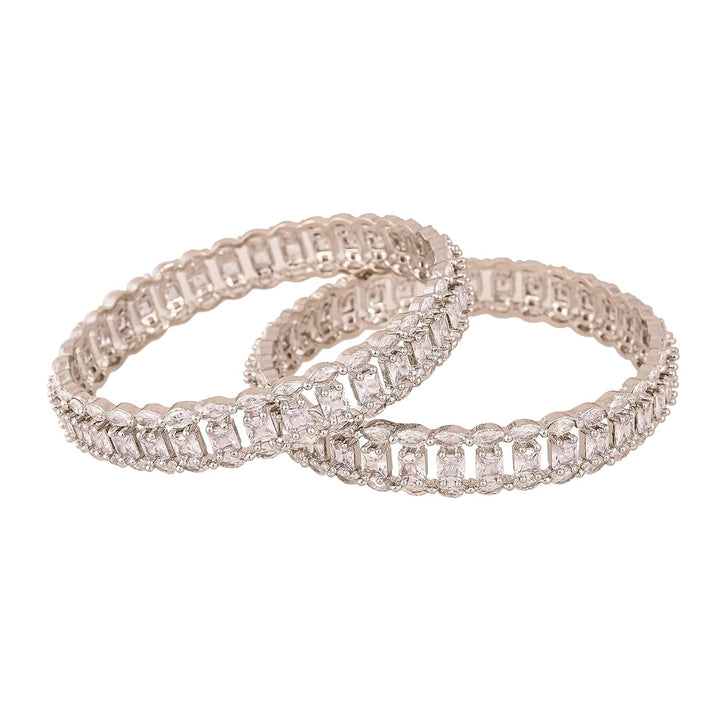 Gold Plated Diamond Bangle Set - Size 2.2 | Micro Gold Plated Stone Bangles - White Pink Mint