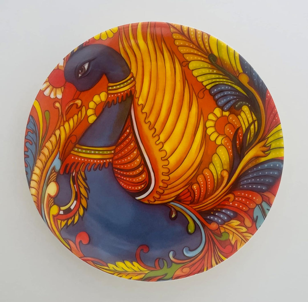 Colorful Bird Print Ceramic Plate | Wall Hanging Bird Print Ceramic Plate 7" - Multi Color