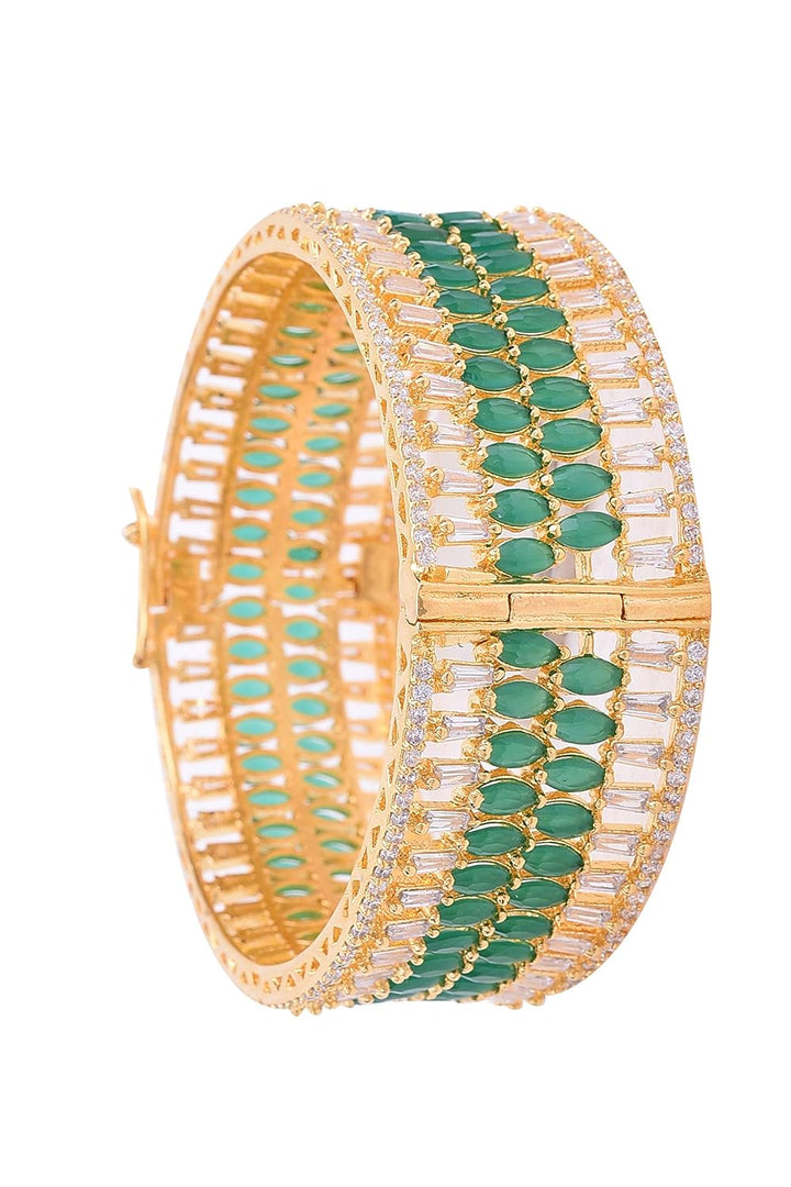 Gold Plated Diamond Bangle | Gold Plated CZ American Diamond Openable Single Piece Kada Bangle