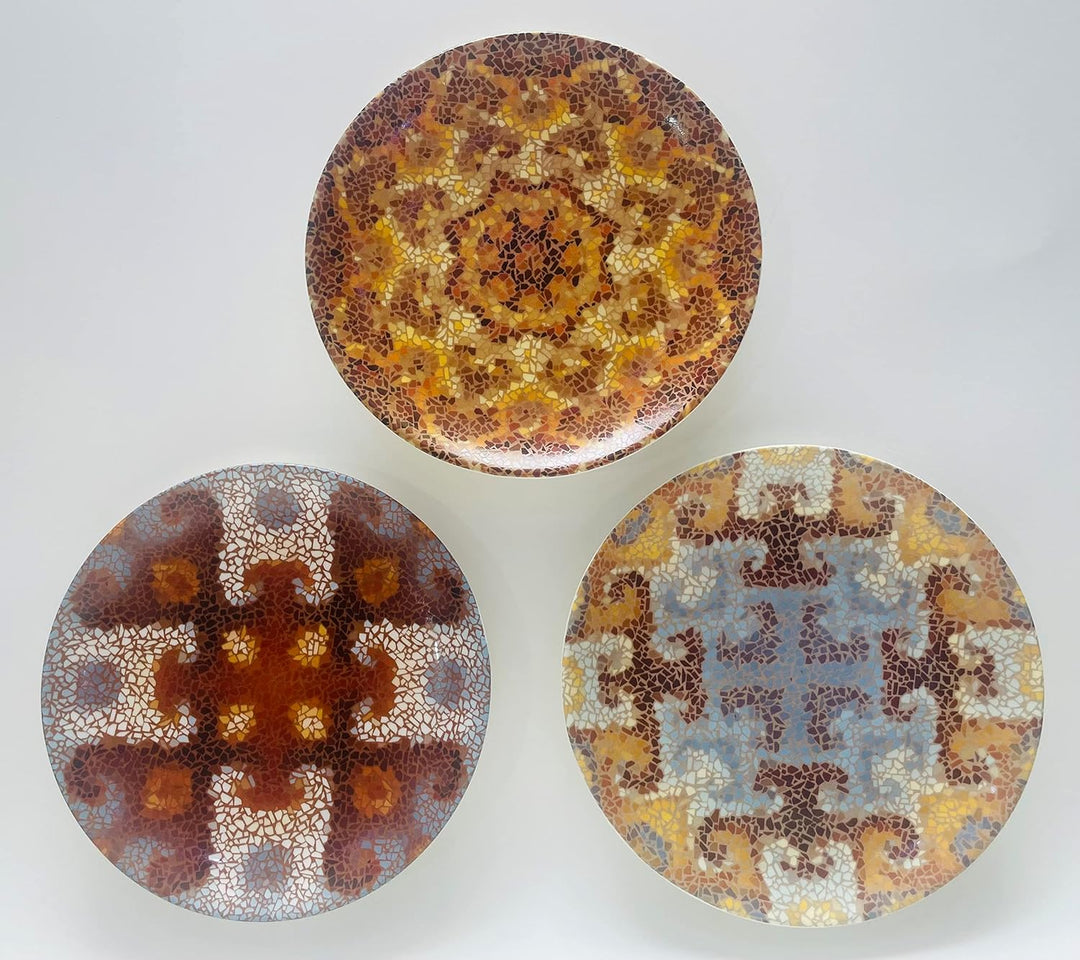 Contemporary Ceramic Wall Plates Set | Modern Wall Hanging Ceramic Plates 7" Set of 3