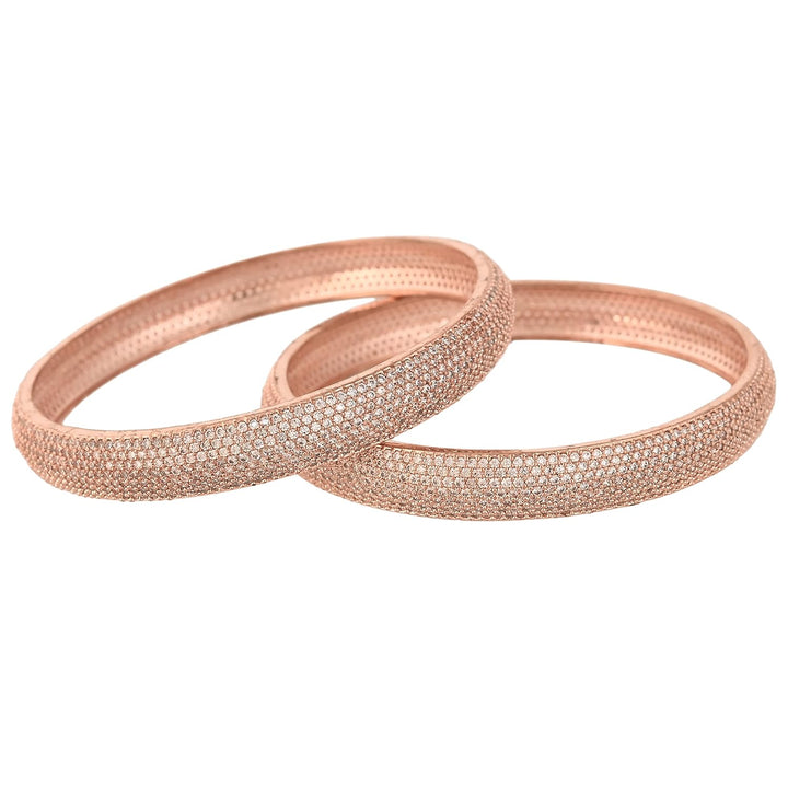 Rose Gold Bangles Set - Elegant Stones | Radiant Rose Gold Elegance Bangles Set