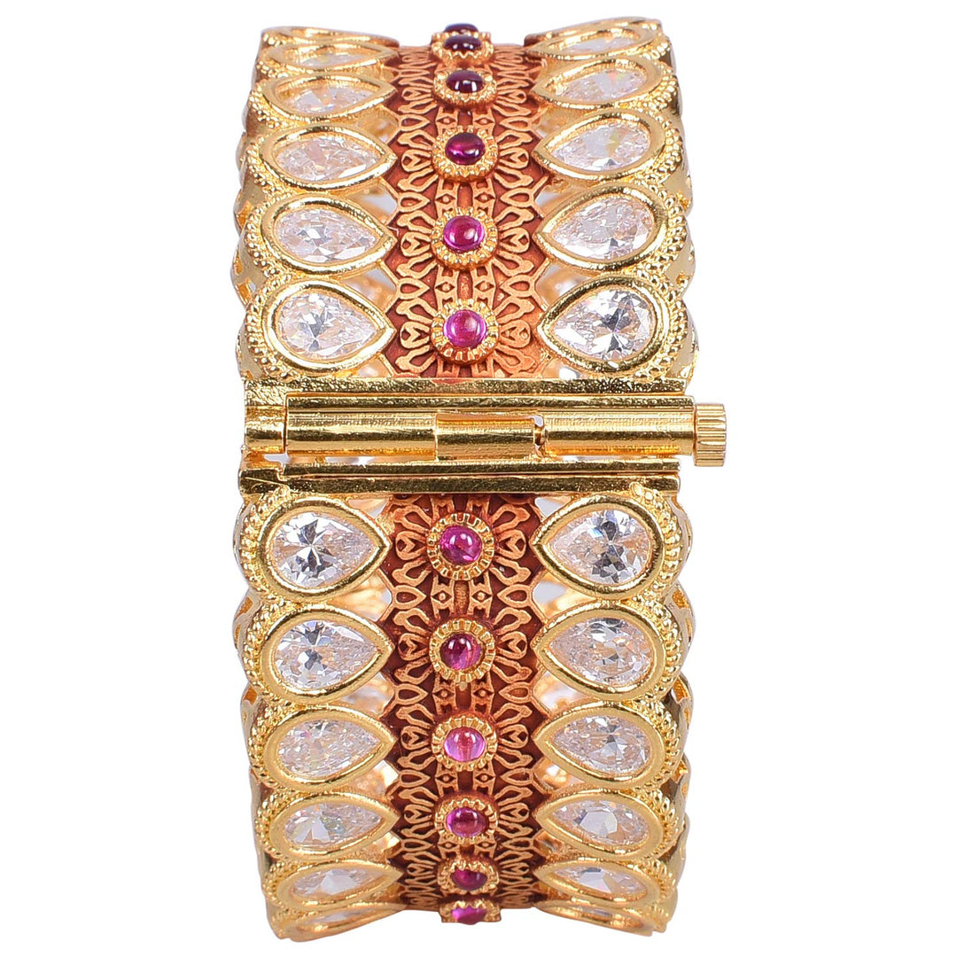 Gold Tone CZ Indian Wedding Bangles | Gold Tone CZ Zirconia Diamond Indian Bangles Set