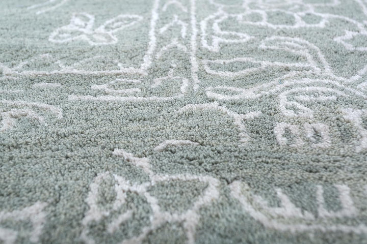 Camouflage Wool & Viscose Carpet | Wool & Viscose Handmade Camouflage Lightweight Carpet (5x8 Feet, Blue)