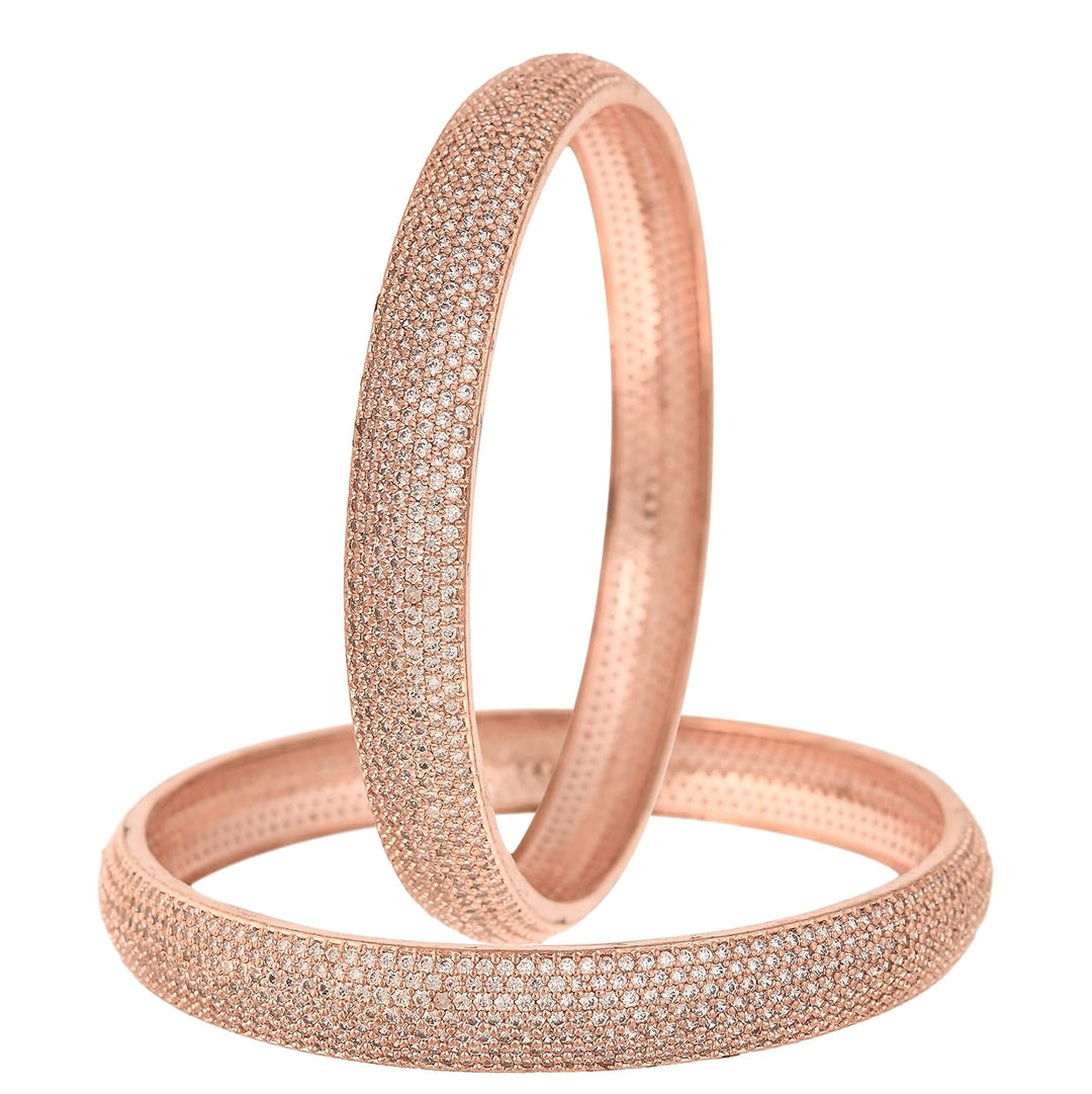 Rose Gold Bangles Set - Elegant Stones | Radiant Rose Gold Elegance Bangles Set